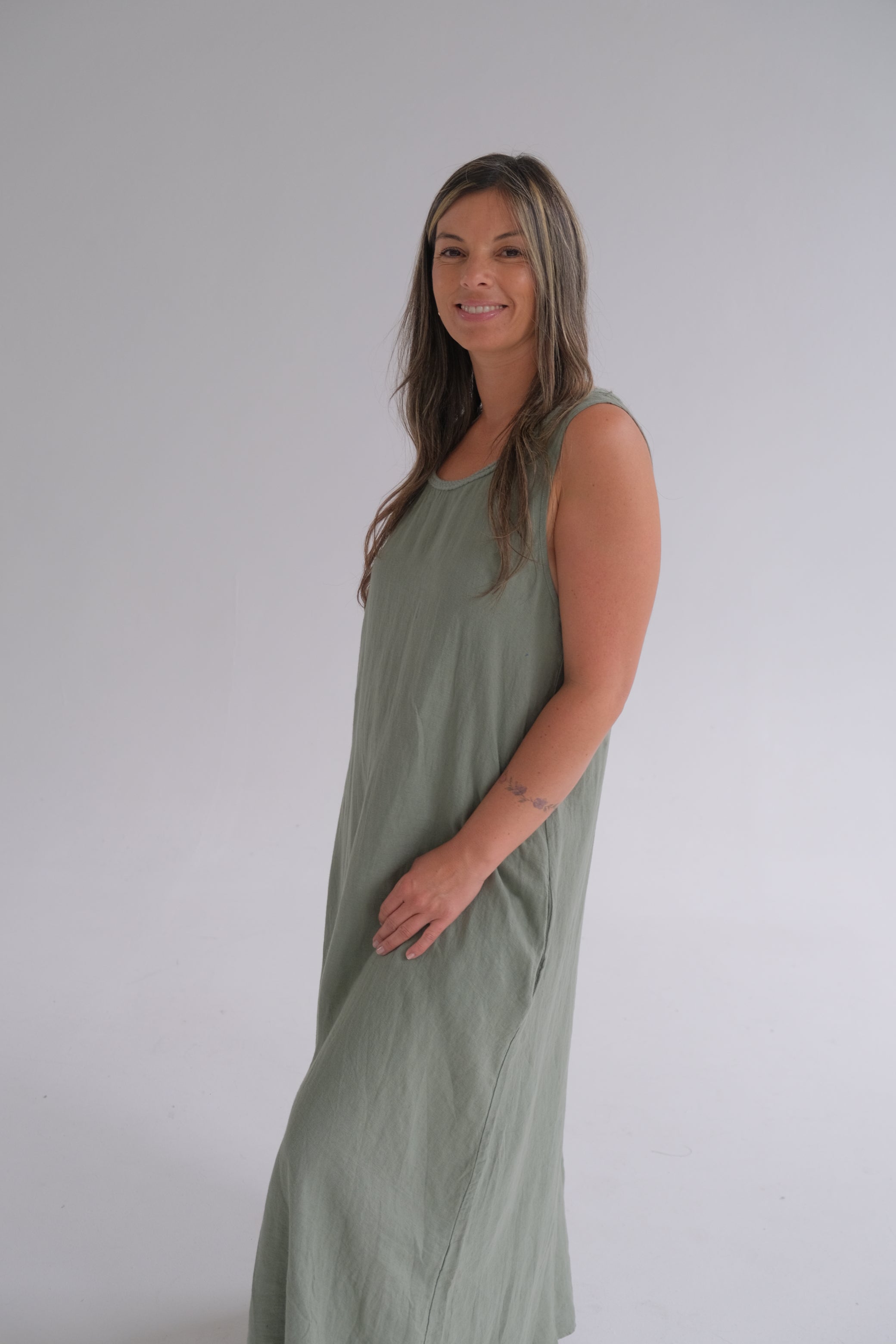 Vestido Adela Verde Seco