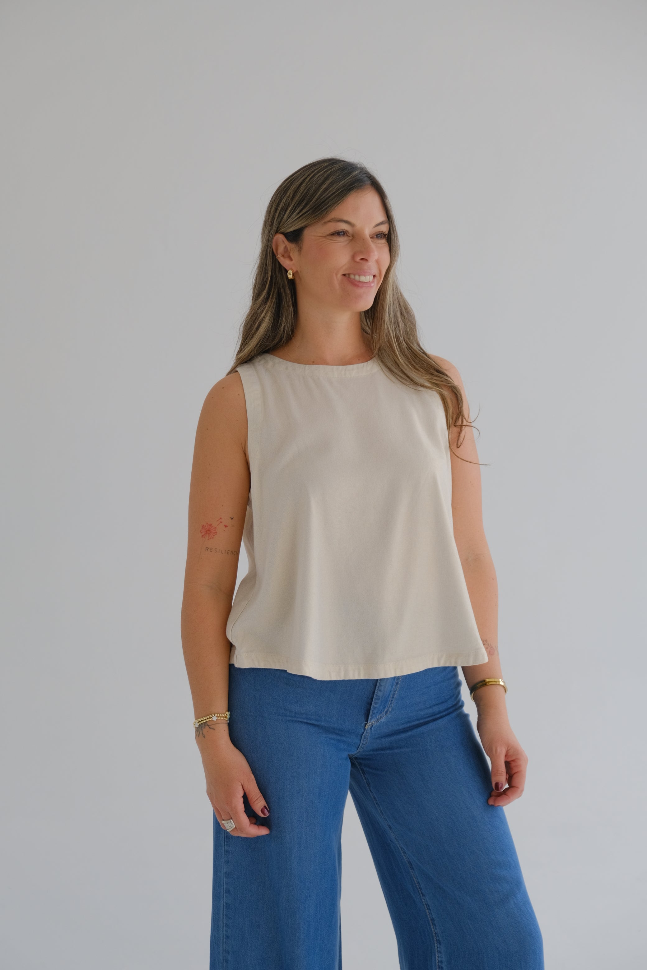Musculosa Comodín Lurex beige claro CÁPSULA