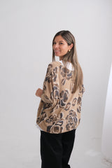 Sweater Doble Flor Tostado