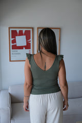 Musculosa Hilo Volado Verde Musgo