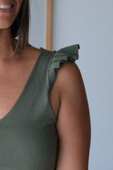 Musculosa Hilo Volado Verde Musgo