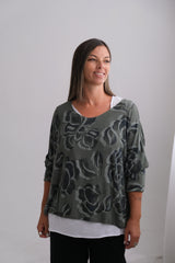Sweater Doble Flor Verde