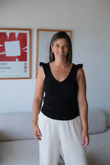 Musculosa Hilo Volado Negro