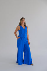 Chaleco Lino Off azul cápsula