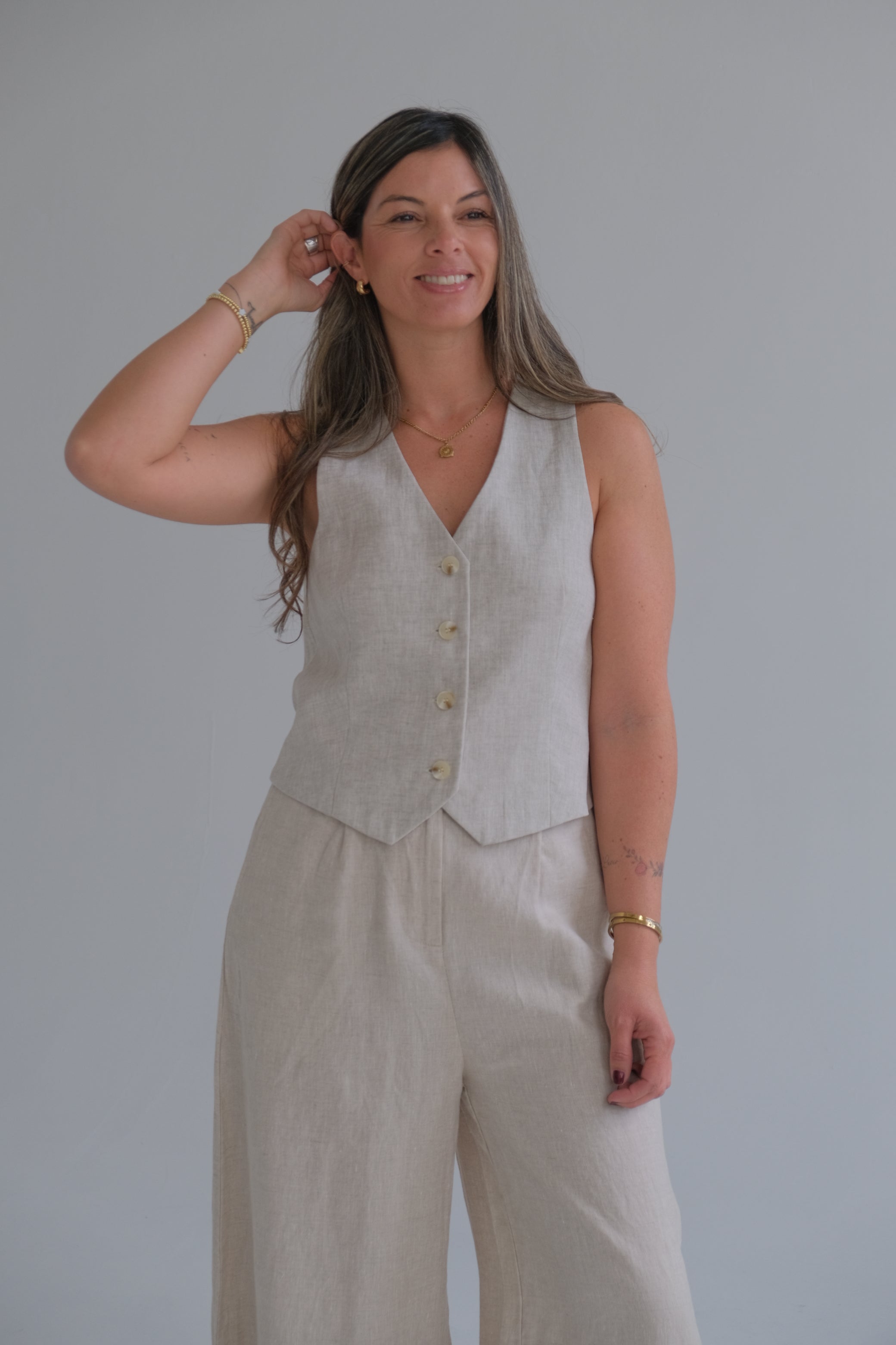 Chaleco Lino beige CÁPSULA