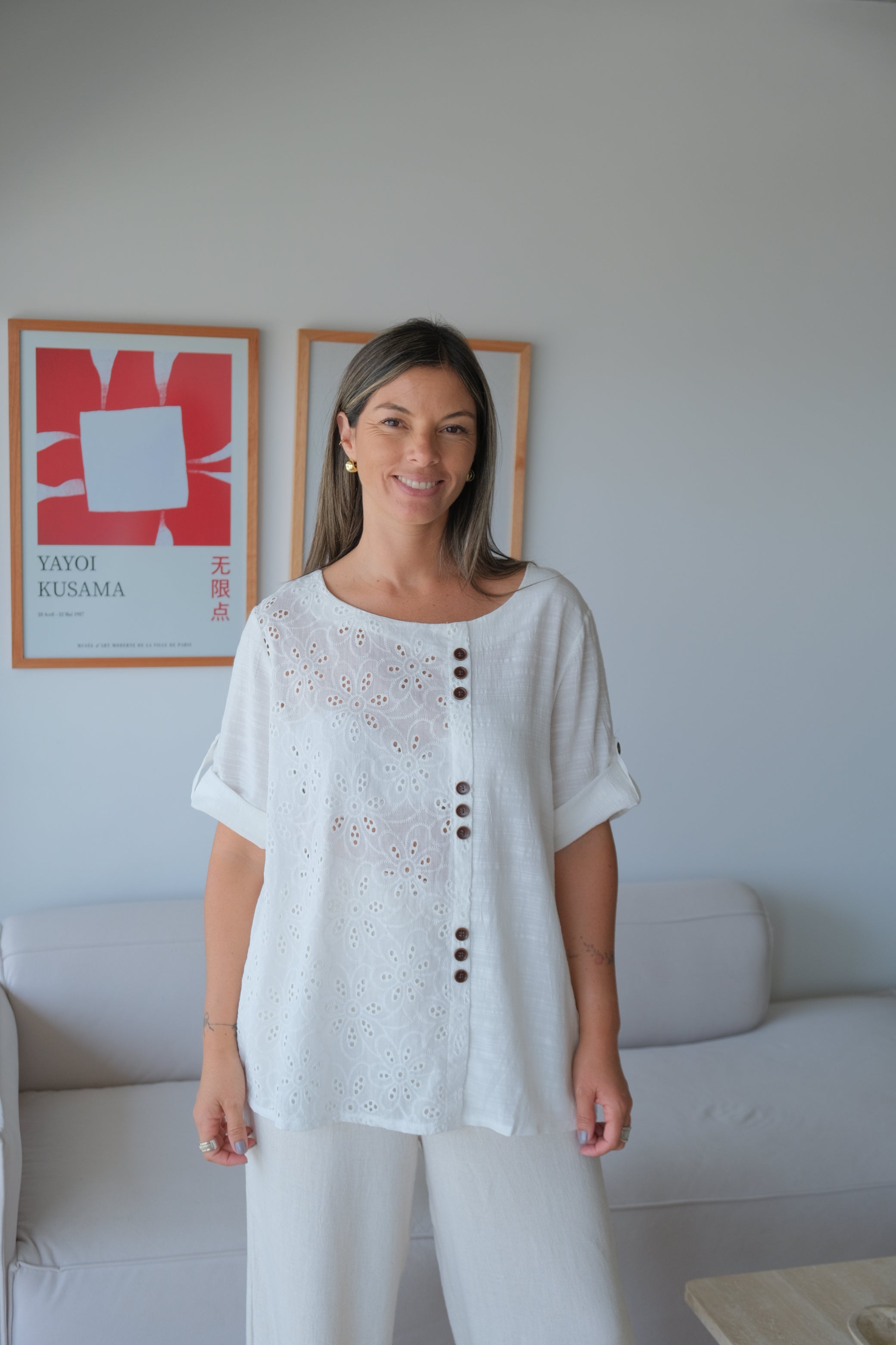 Blusa Tres Botones Blanco
