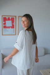 Blusa Tres Botones Blanco