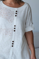 Blusa Tres Botones Blanco