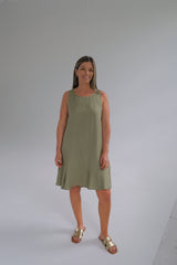 Vestido Volado Verde Seco