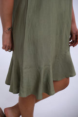 Vestido Volado Verde Seco