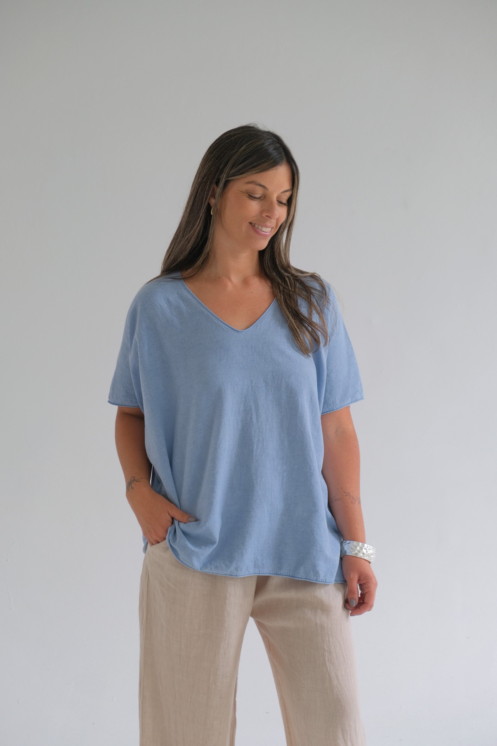 Remera Clarisa Celeste