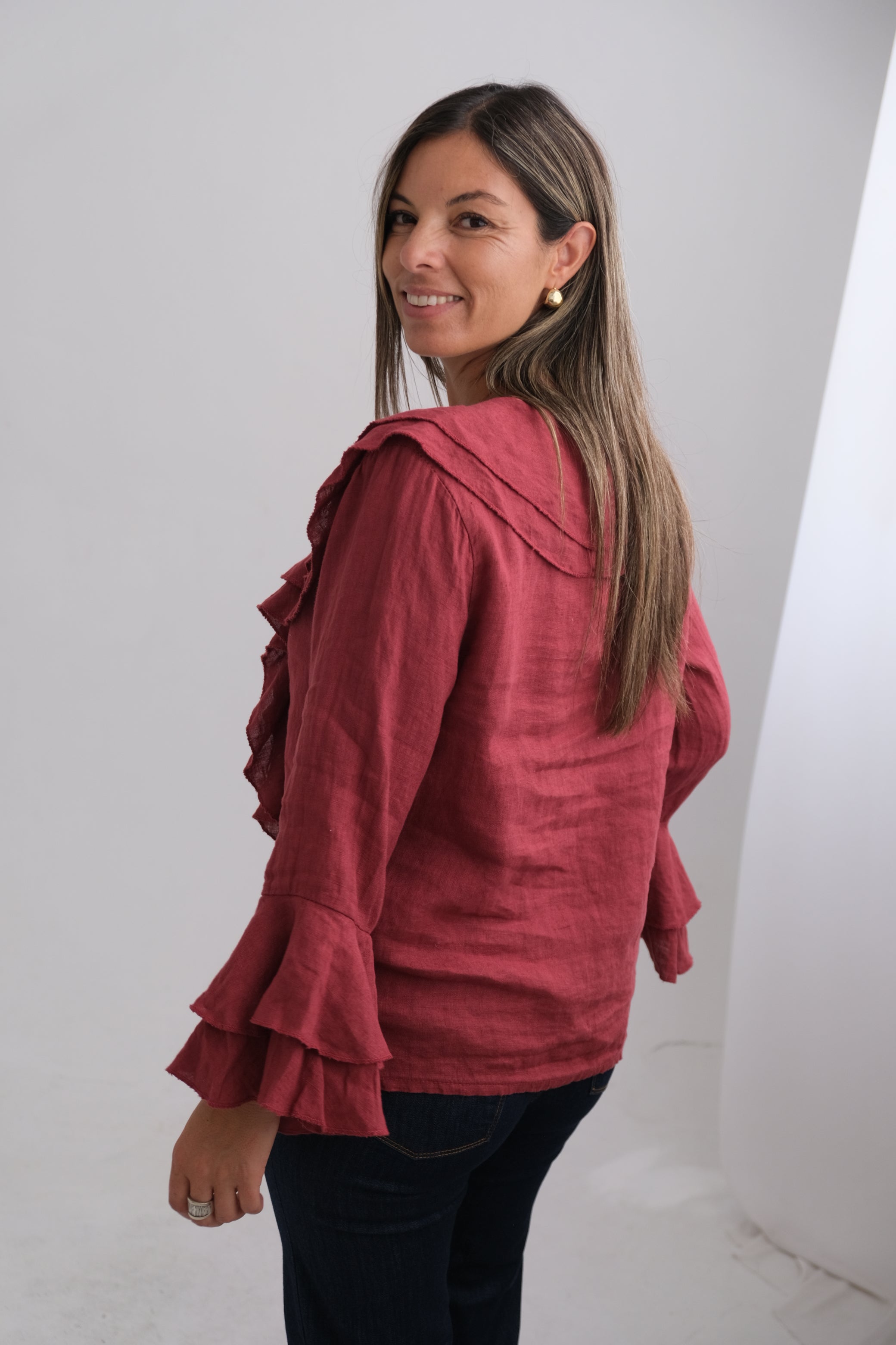Blusa Aurora Manga Larga Bordo