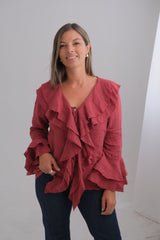 Blusa Aurora Manga Larga Bordo