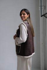 Chaleco Venus Chocolate y beige