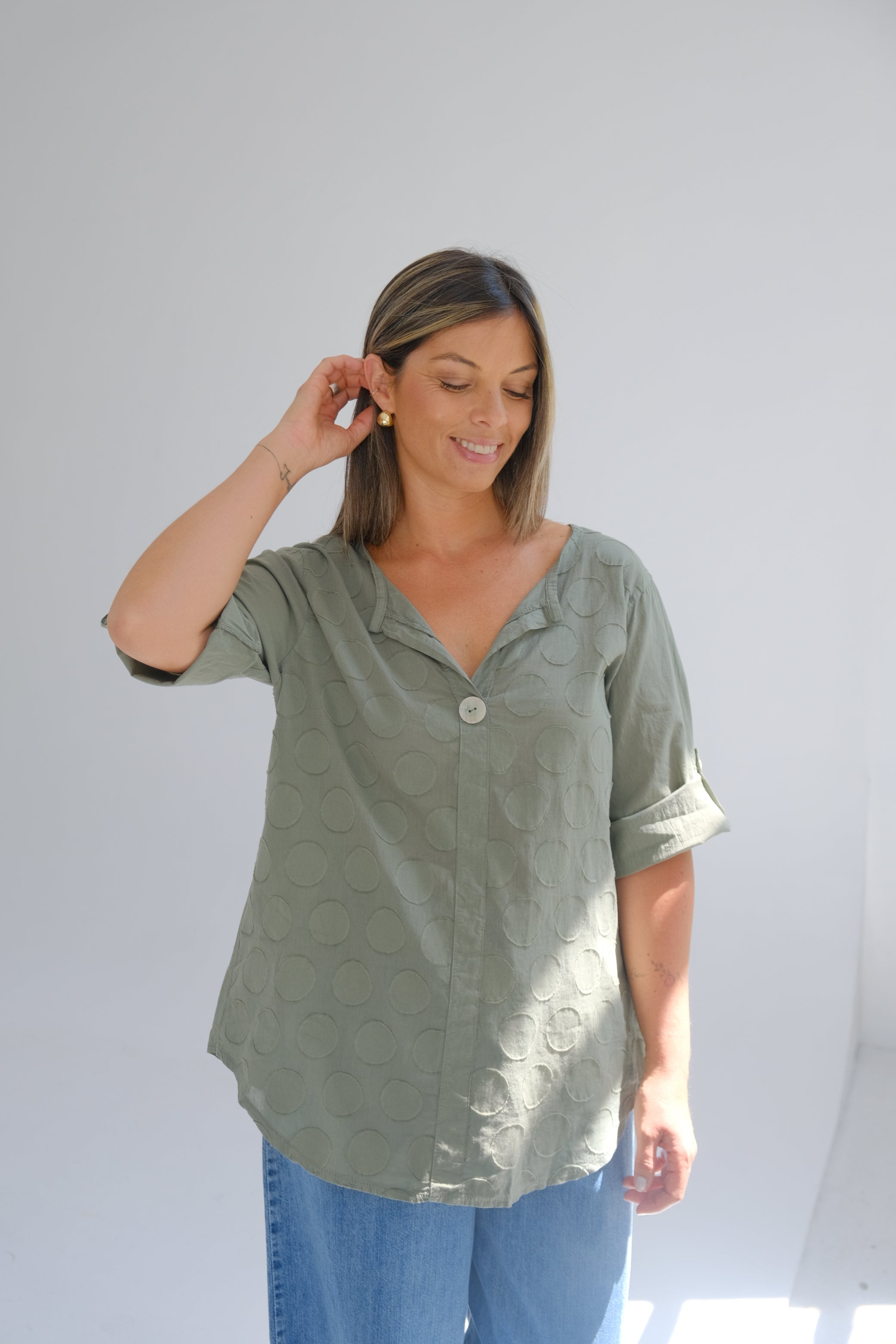 Blusa Dots Verde Seco