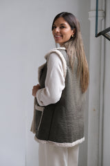 Chaleco Venus Verde y beige