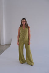 Chaleco Lino Off pistacho cápsula