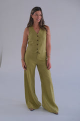 Chaleco Lino Off pistacho cápsula