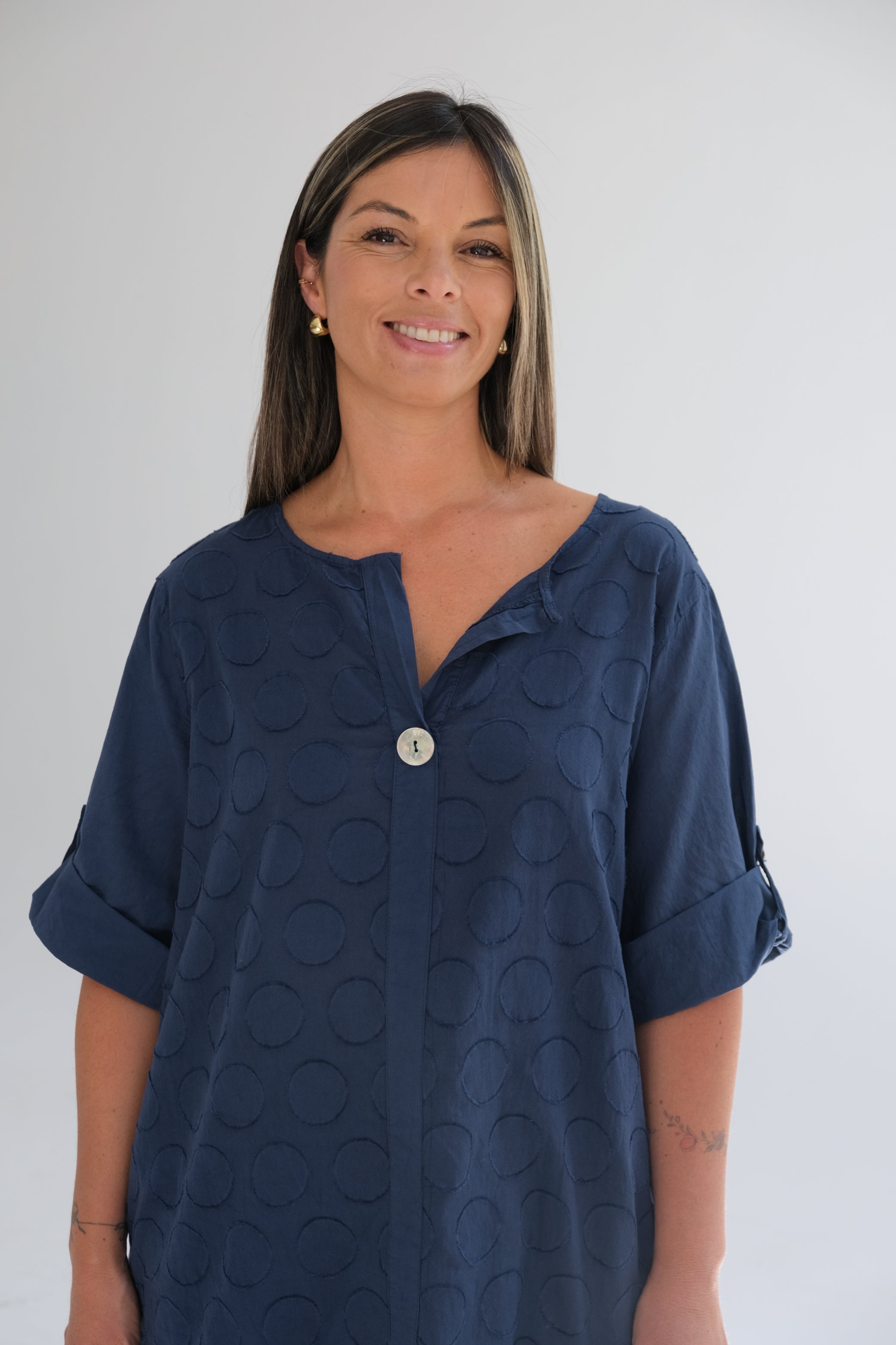 Blusa Dots Azul Marino