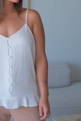 Musculosa Básica Botones Blanco