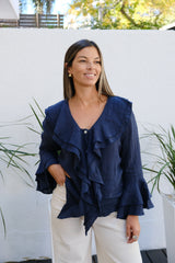 Blusa Aurora Manga Larga Azul