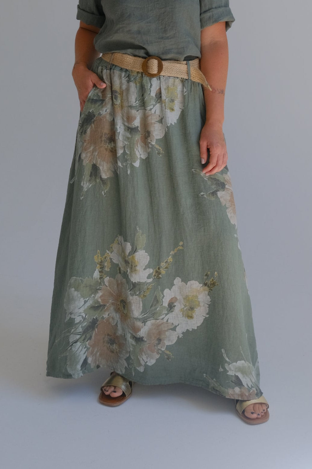 Falda Flora Verde Seco