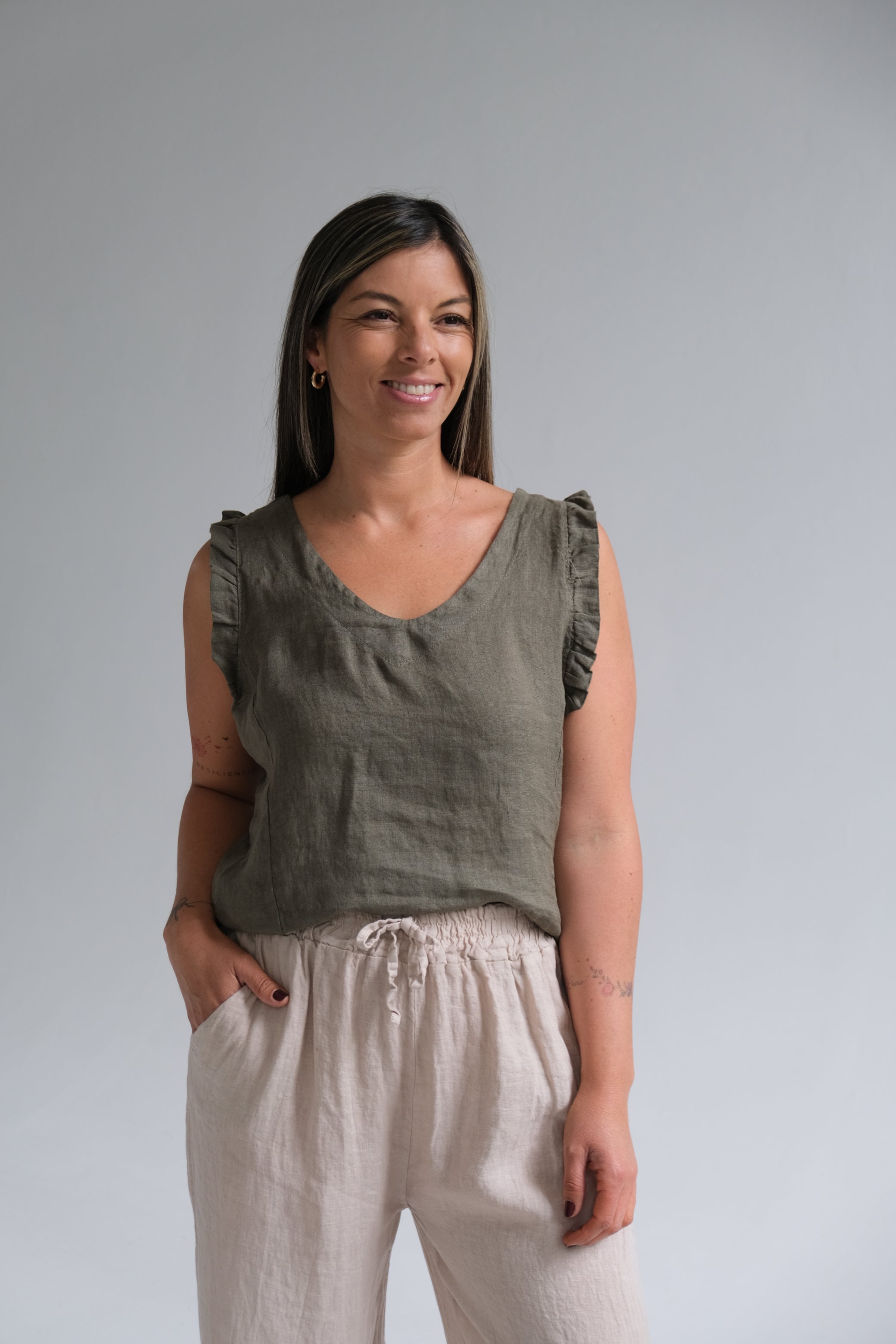 Musculosa Betiana Verde Seco