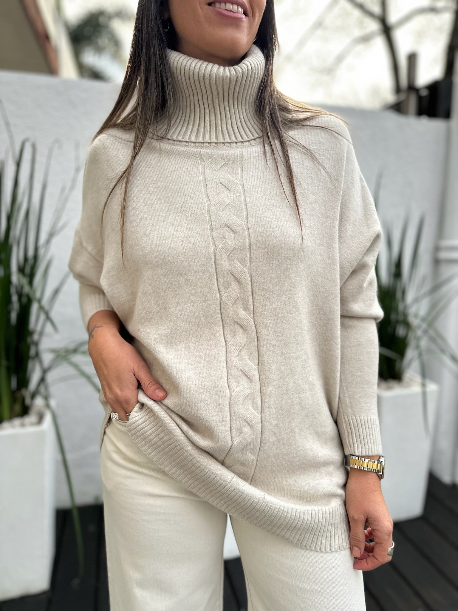 Polerón Espiga Beige