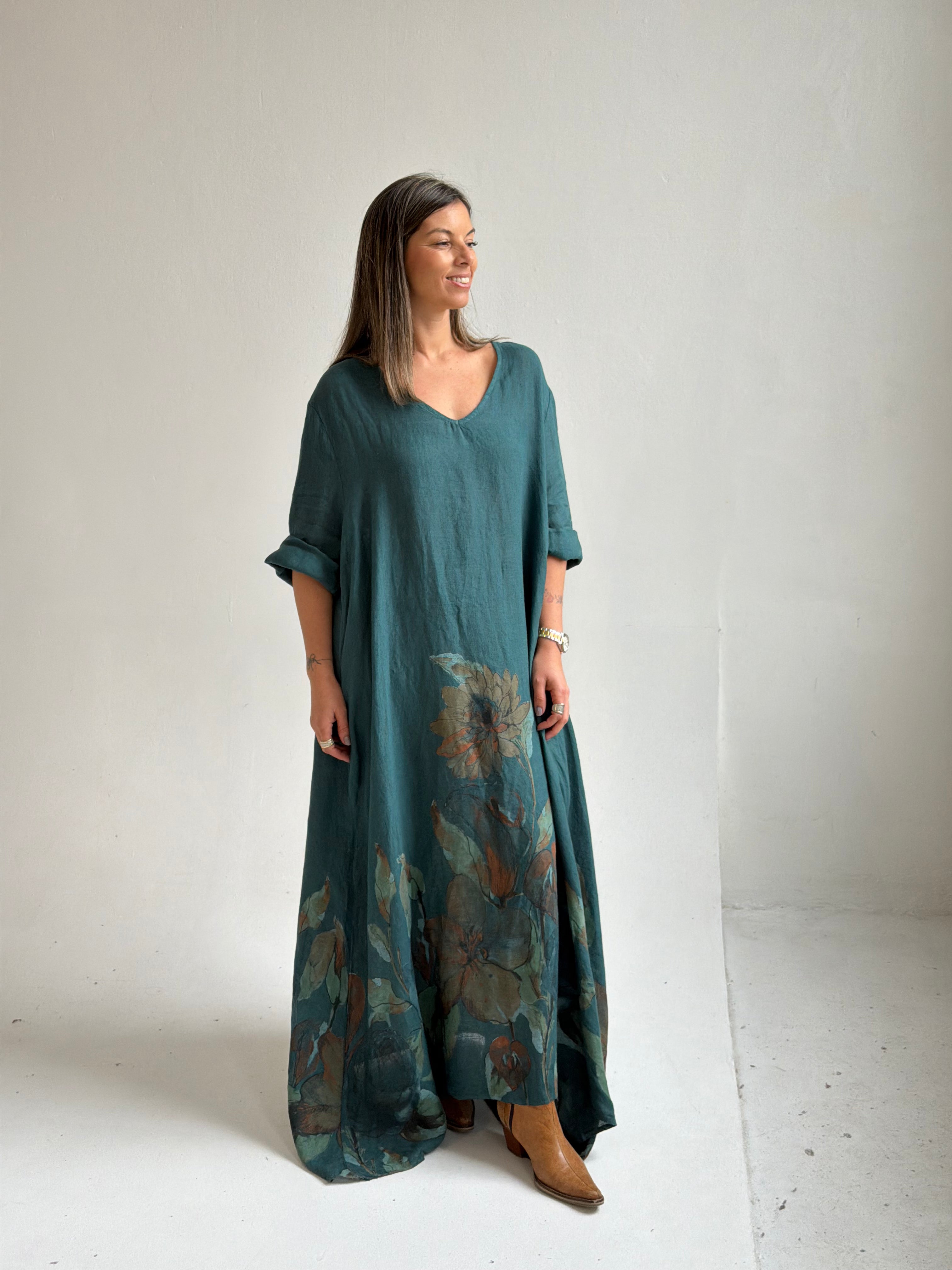 Vestido Grecia Verde petróleo