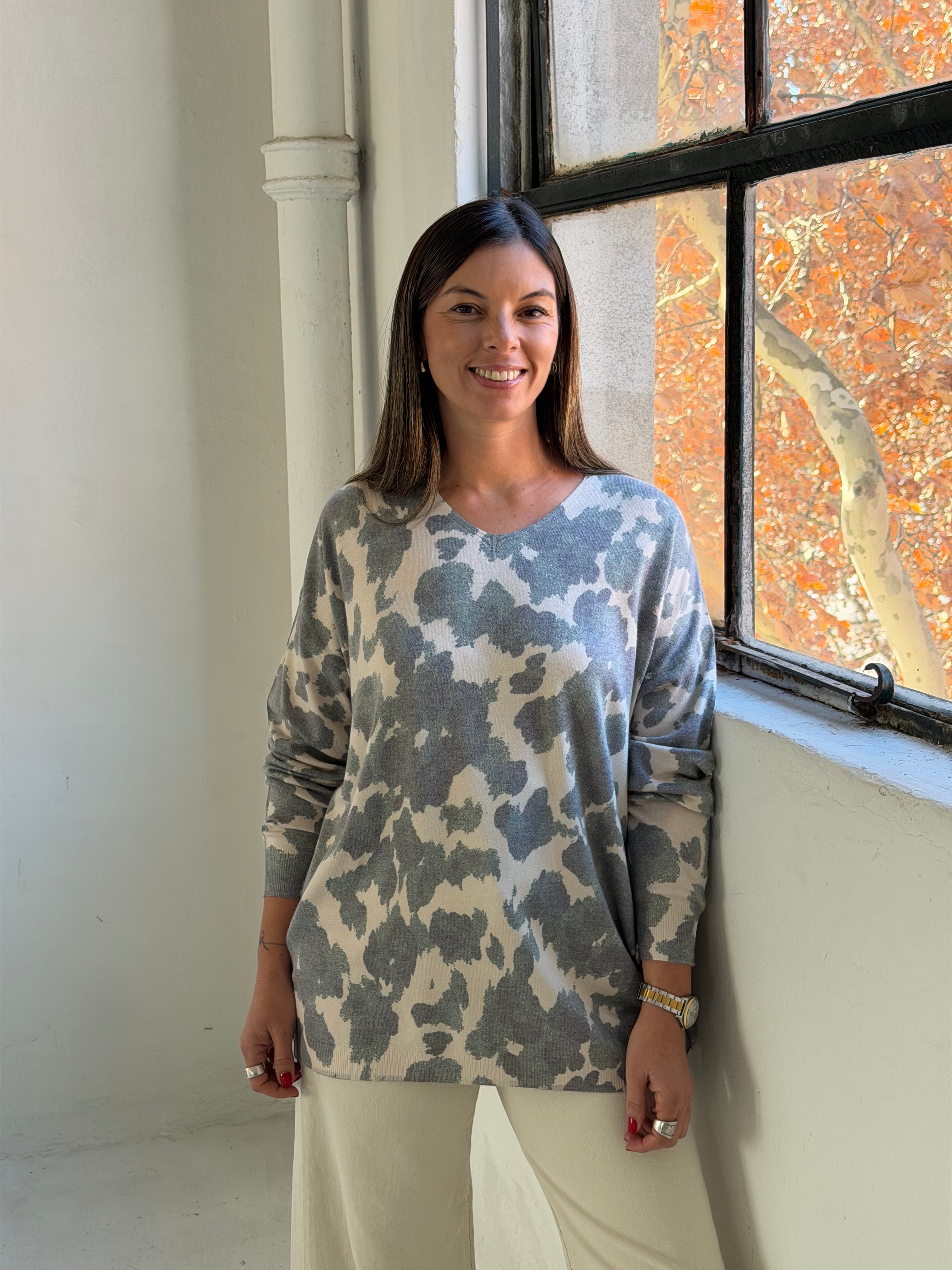 Sweater Print original verde oscuro