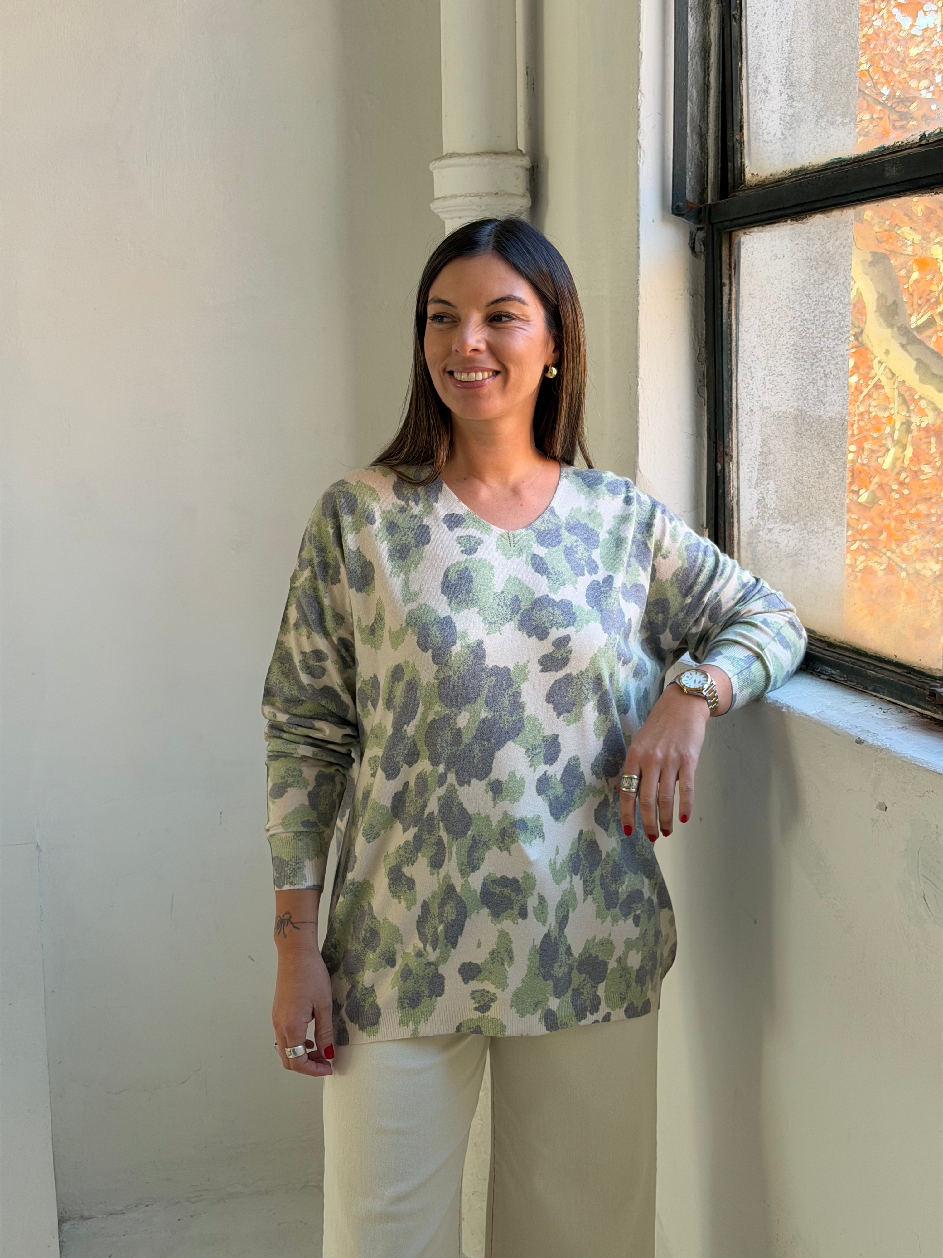 Sweater Print original verde claro
