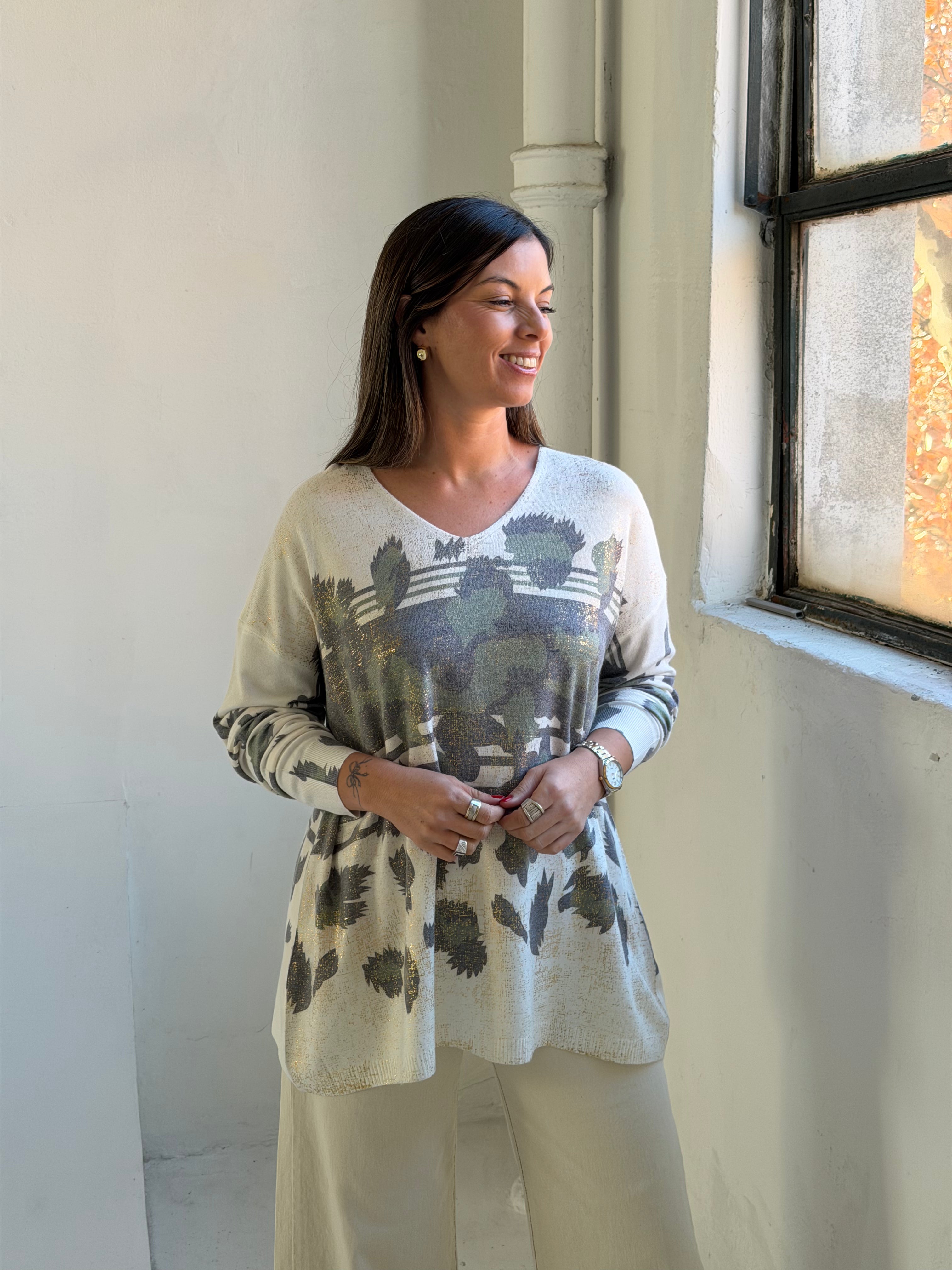 Sweater Print Oro verde