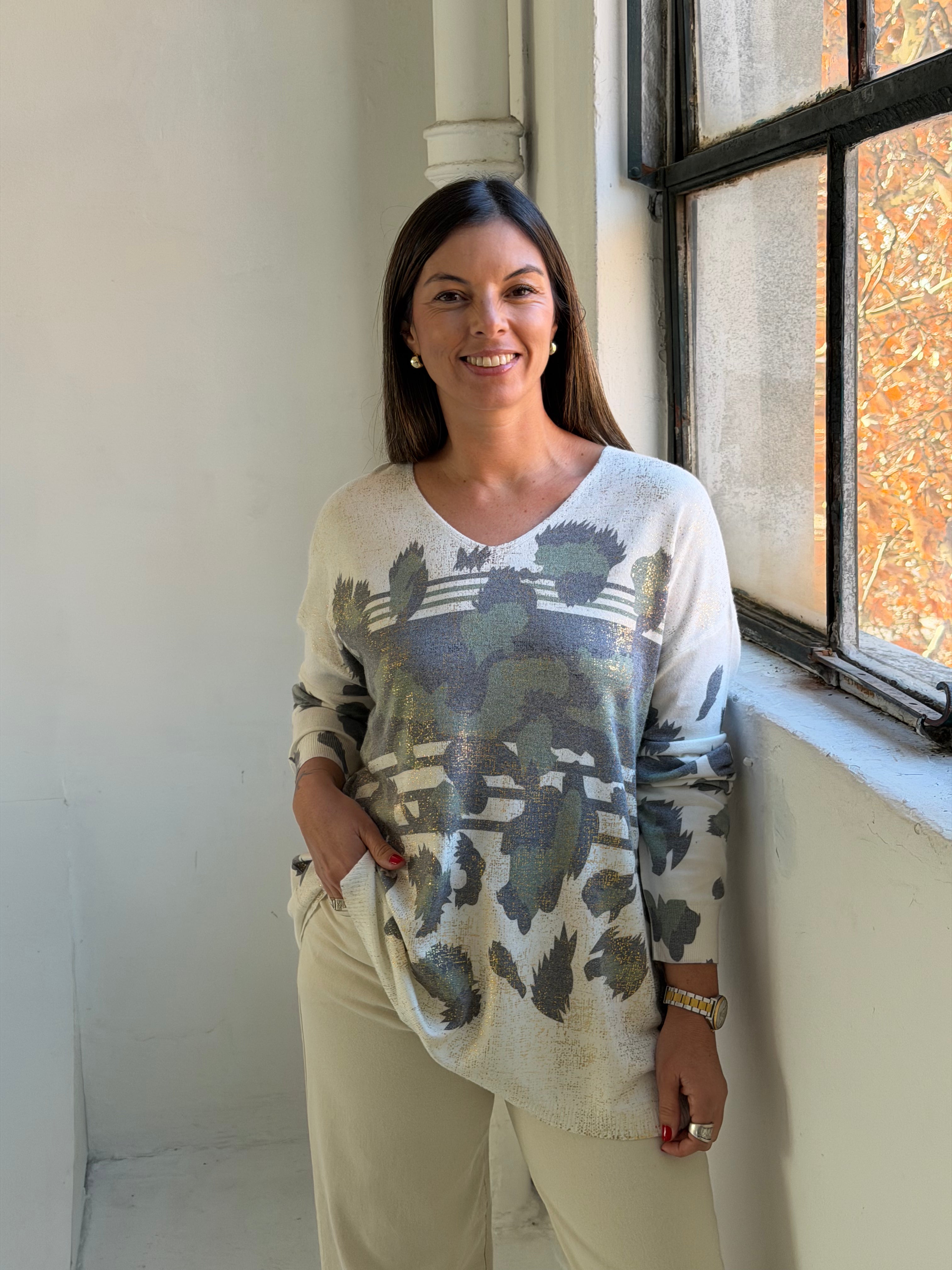 Sweater Print Oro verde