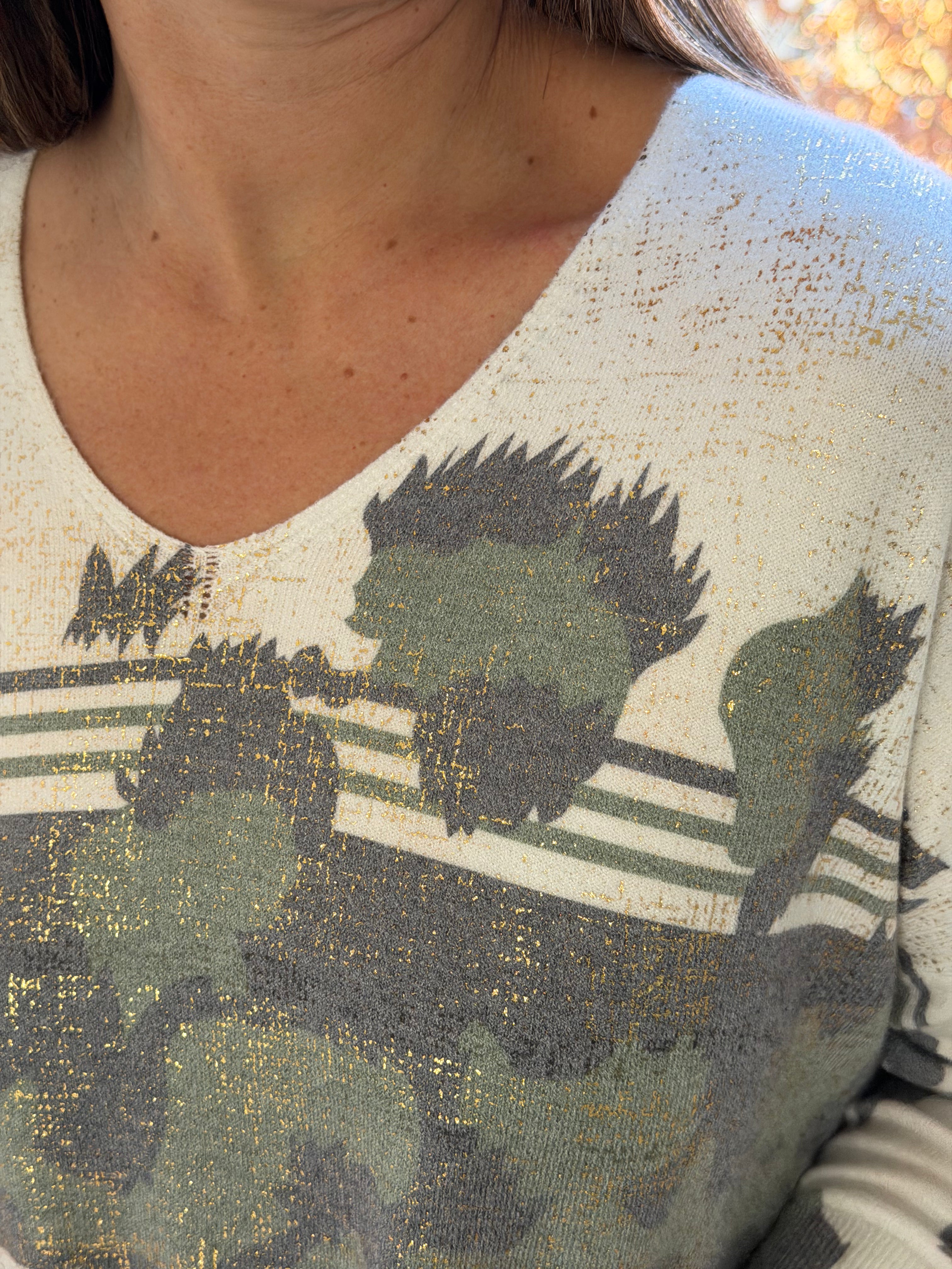 Sweater Print Oro verde