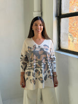 Sweater Print Oro Camel