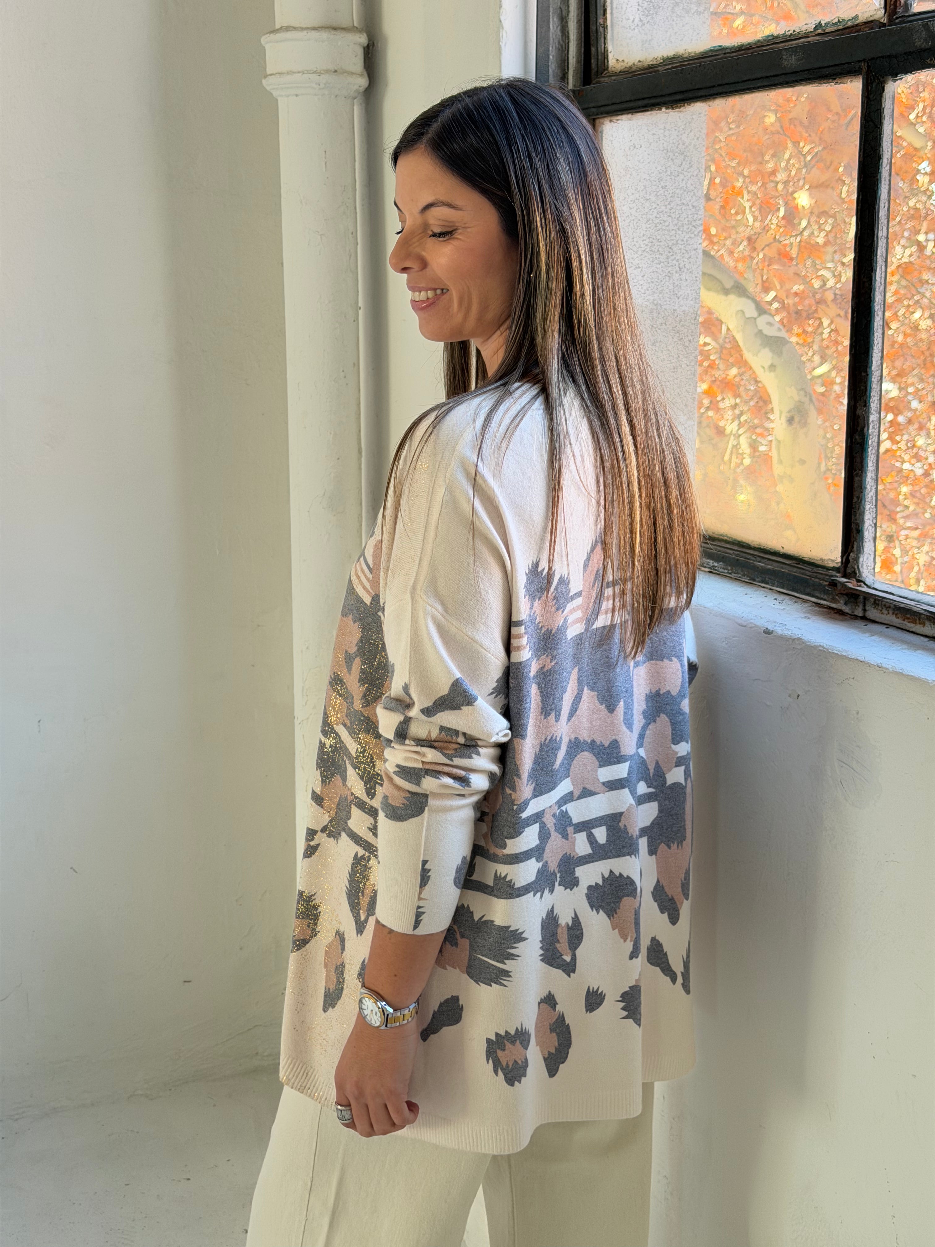 Sweater Print Oro Camel