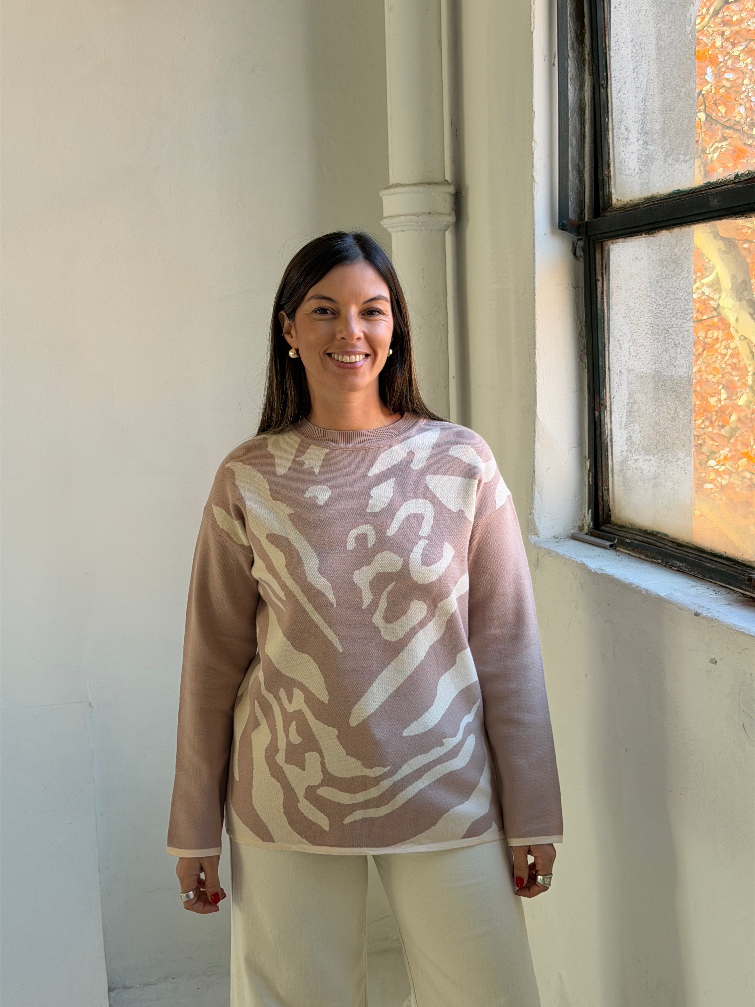 Sweater Print Beige