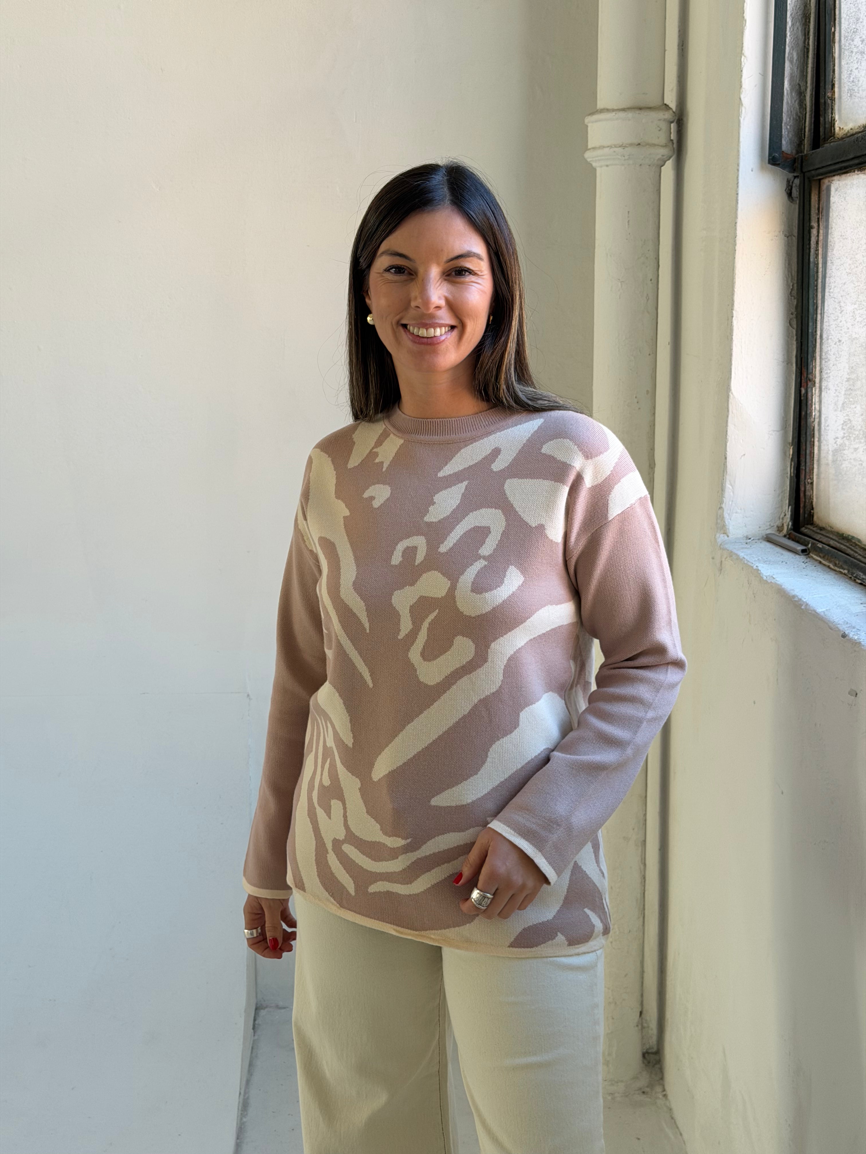 Sweater Print Beige