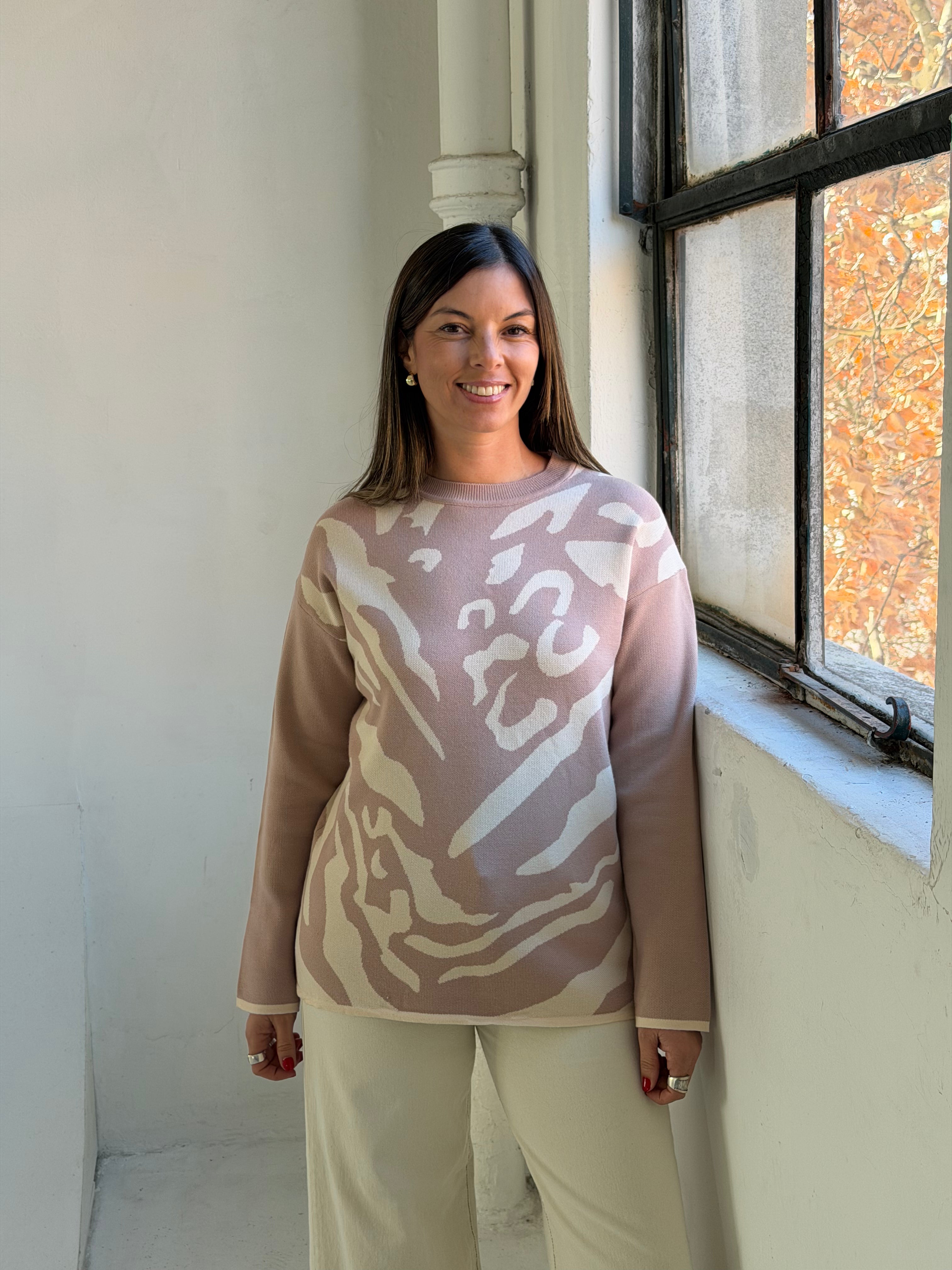 Sweater Print Beige