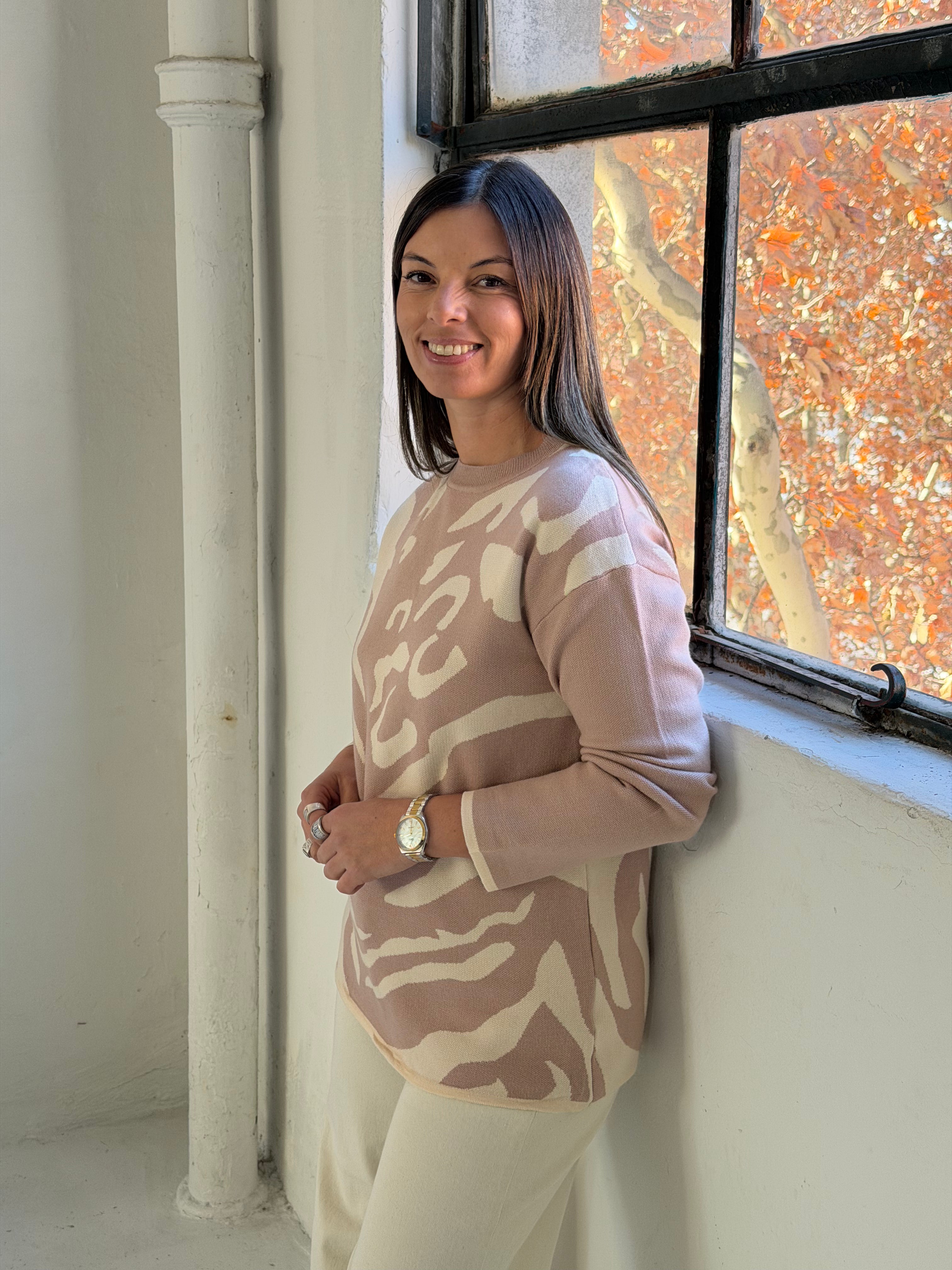 Sweater Print Beige