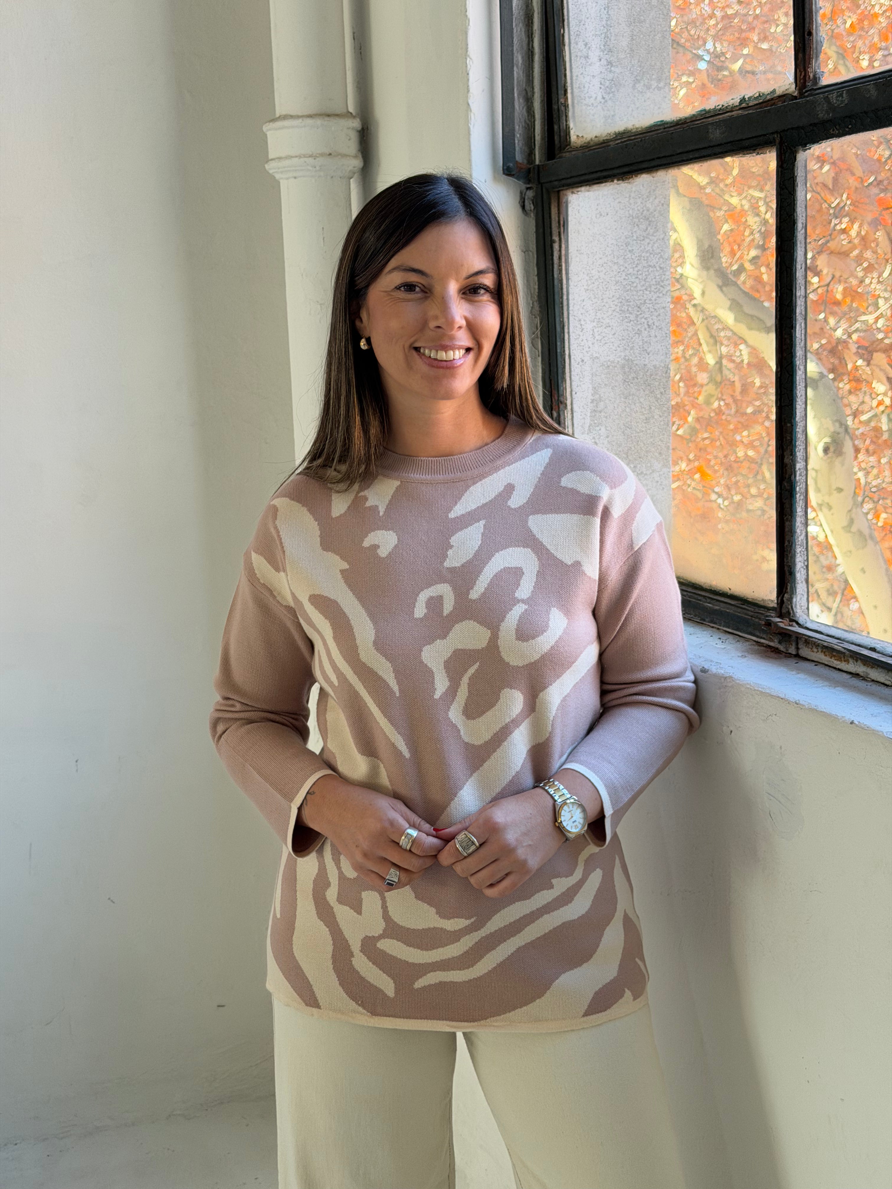 Sweater Print Beige