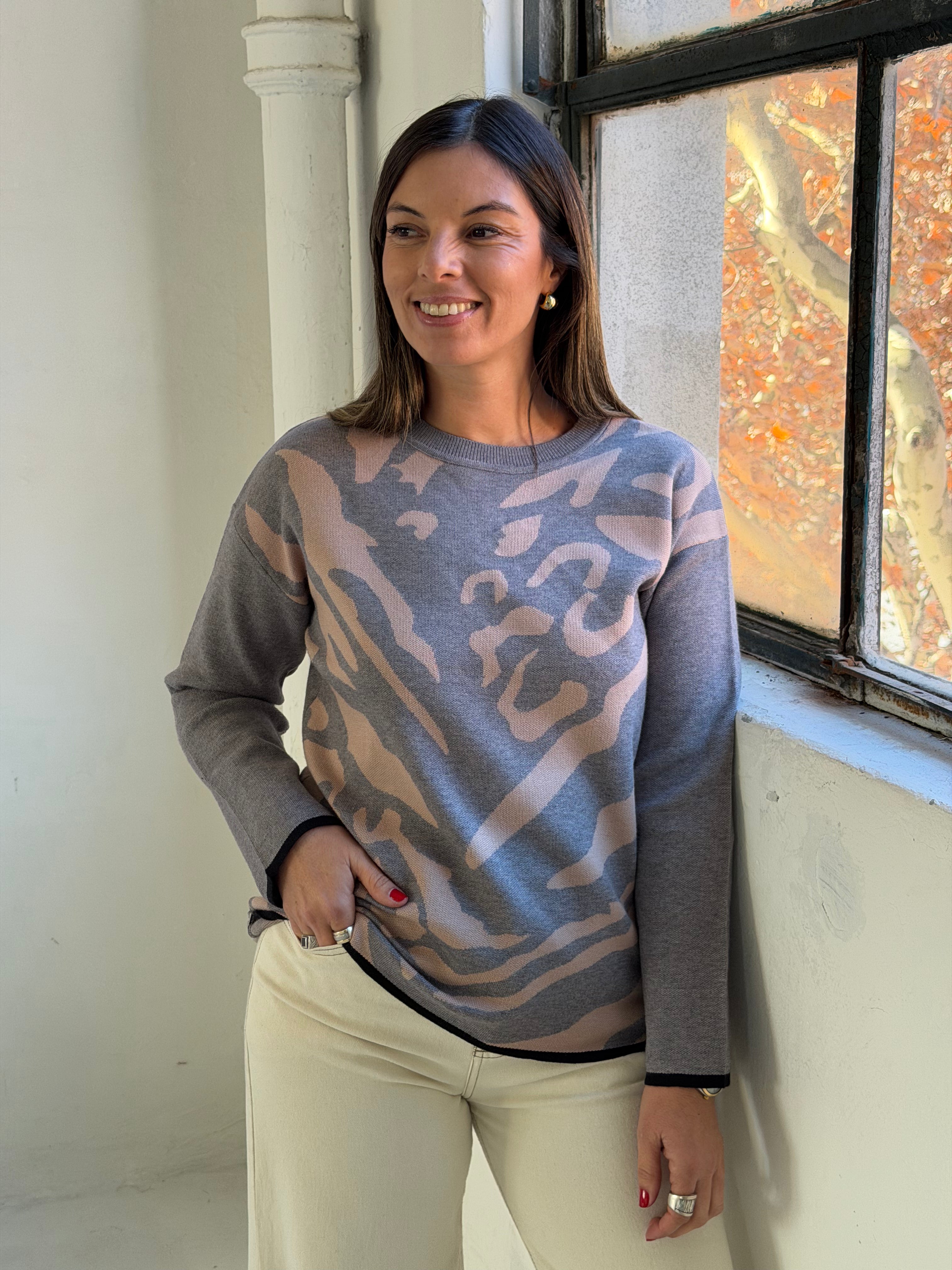 Sweater Print Gris