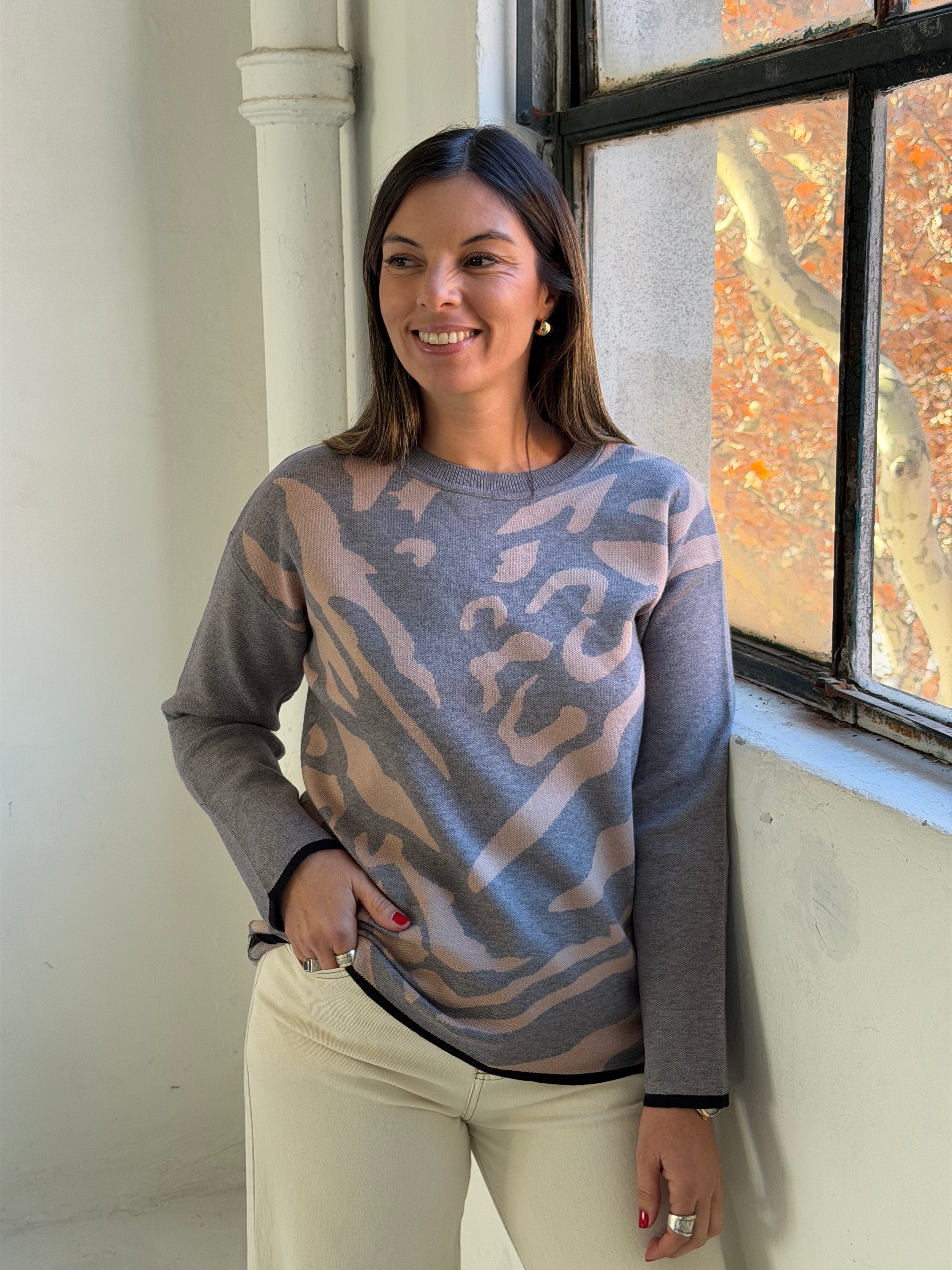 Sweater Print Gris