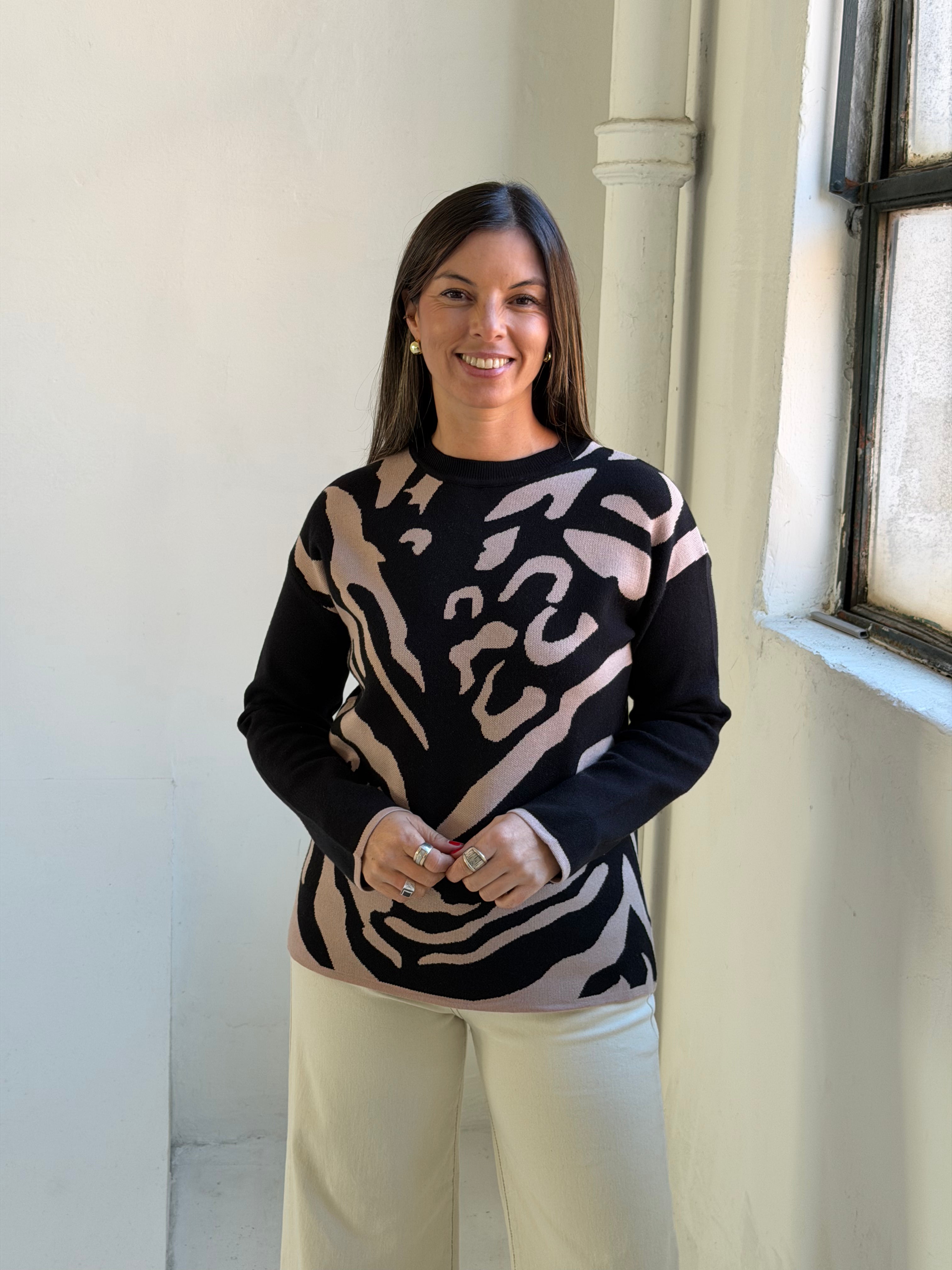 Sweater Print Negro