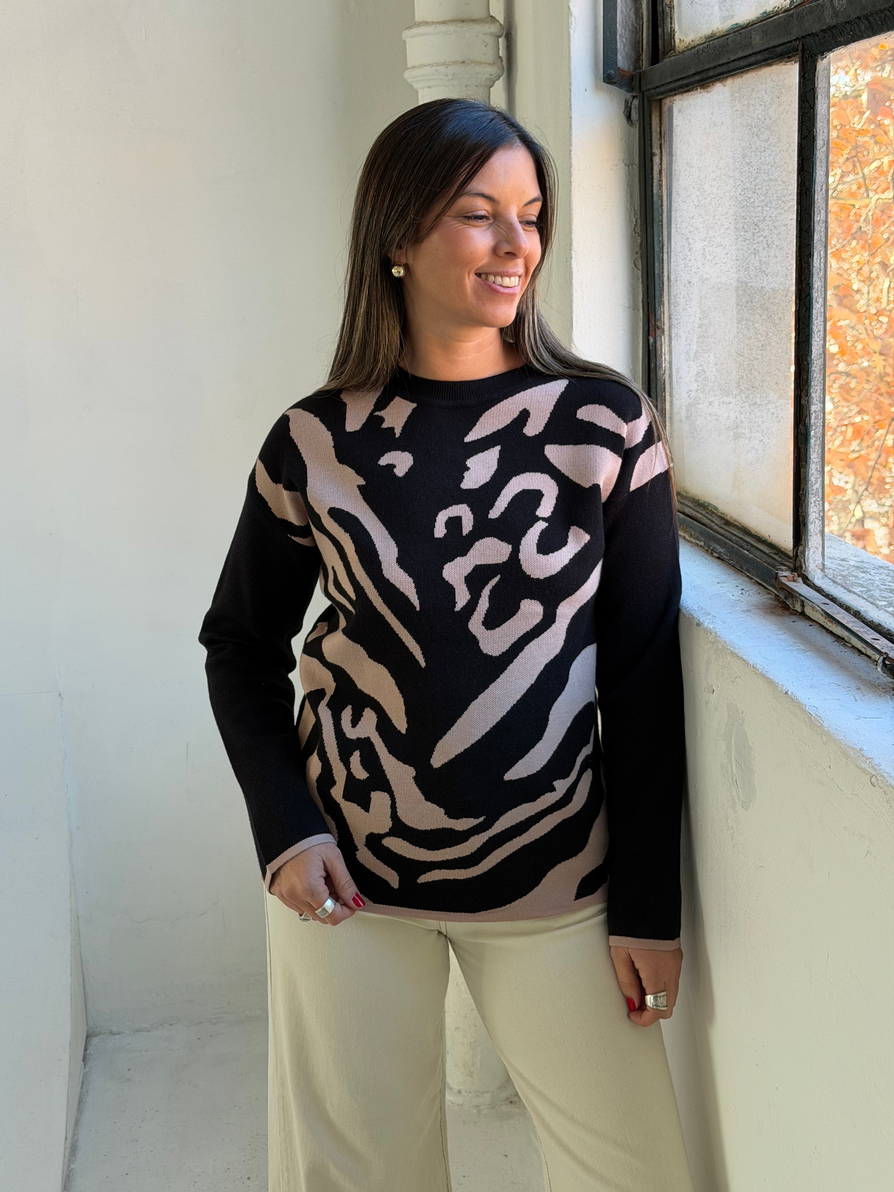 Sweater Print Negro