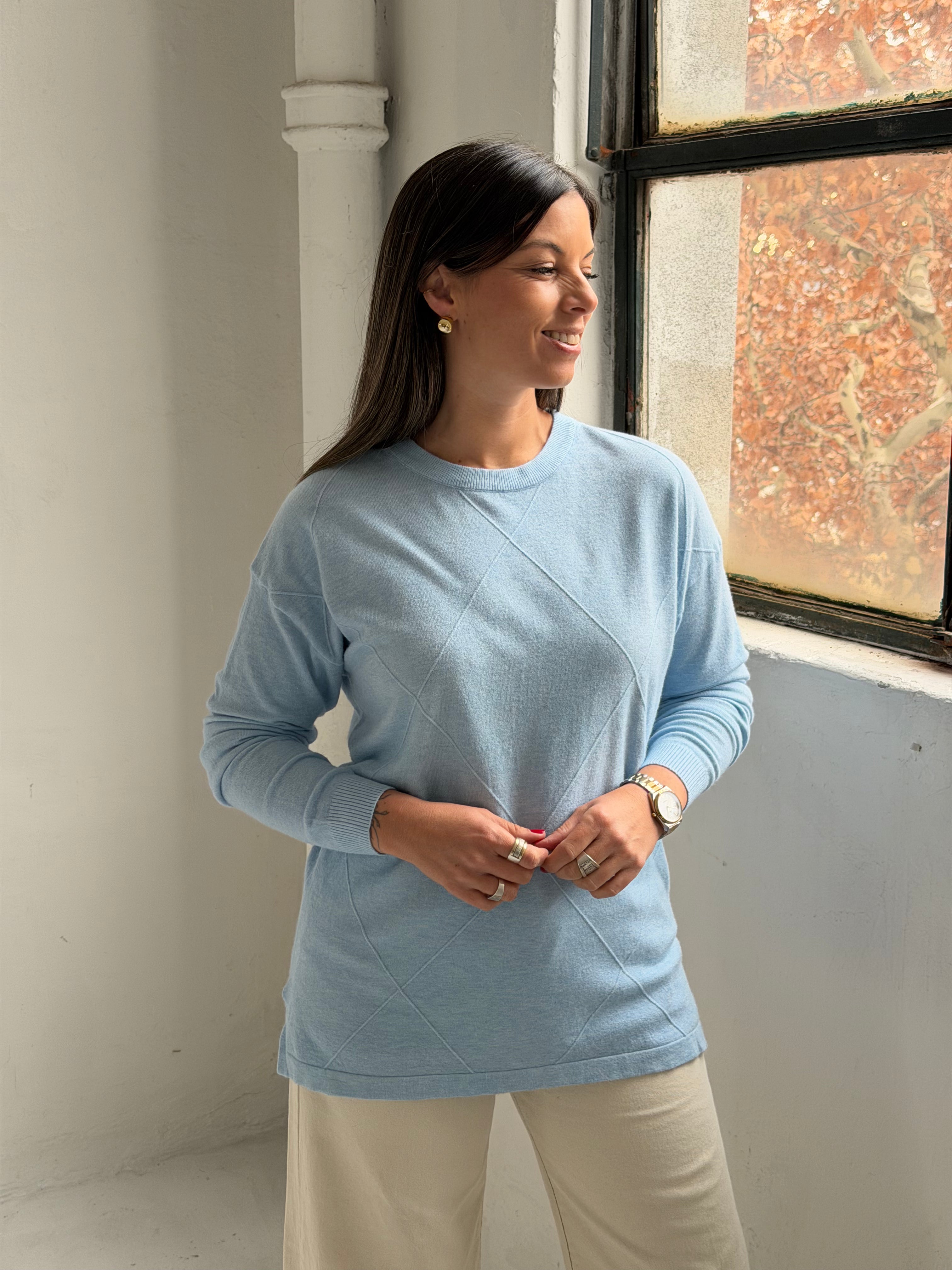 Sweater Rombo Celeste