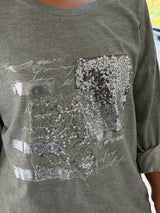 Remera detalle lentejuela Verde