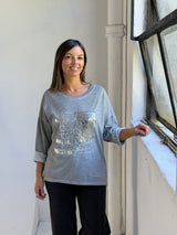 Remera detalle lentejuela Gris