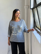 Remera detalle lentejuela Gris