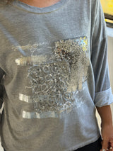 Remera detalle lentejuela Gris